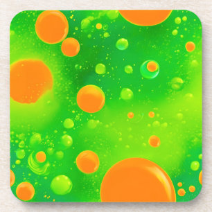 Dessous-de-verre L'art Abstrait de la bulle orange et verte