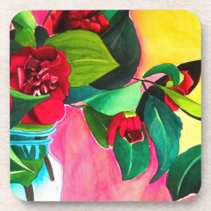 Dessous-de-verre L'art floral des Camellias rouges