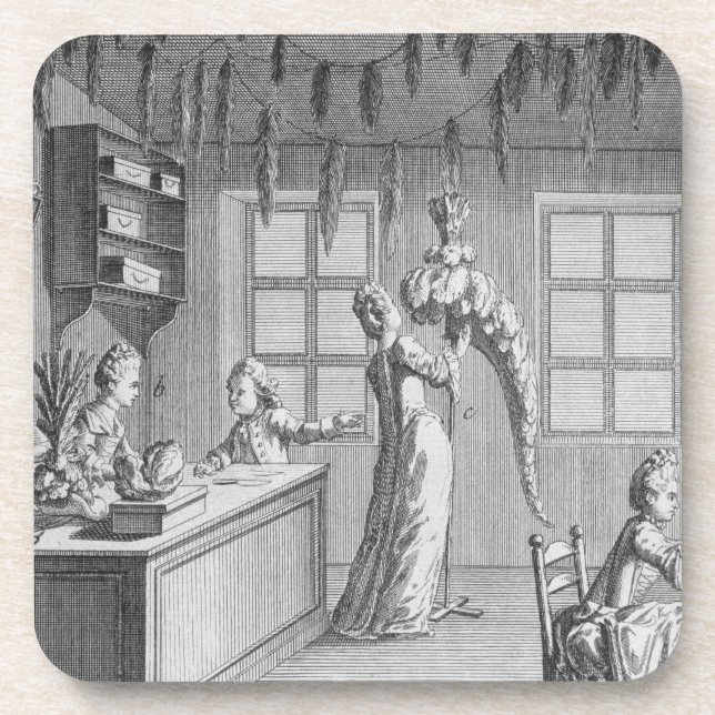 Dessous-de-verre L'atelier d'une couturière, illustration de Th (Devant)