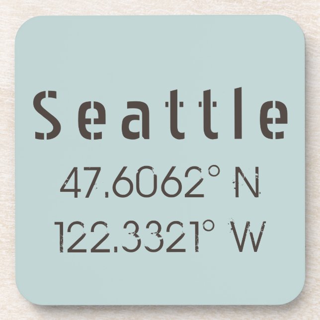 Dessous-de-verre Latitude et longitude de Seattle (Devant)
