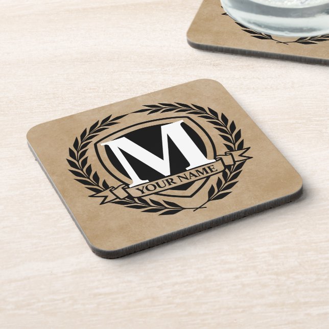 Dessous-de-verre Laurel Monogram Design Beverage Coaster (Côté gauche)