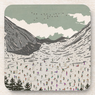 Dessous-de-verre Le beau paysage de ski d'hiver