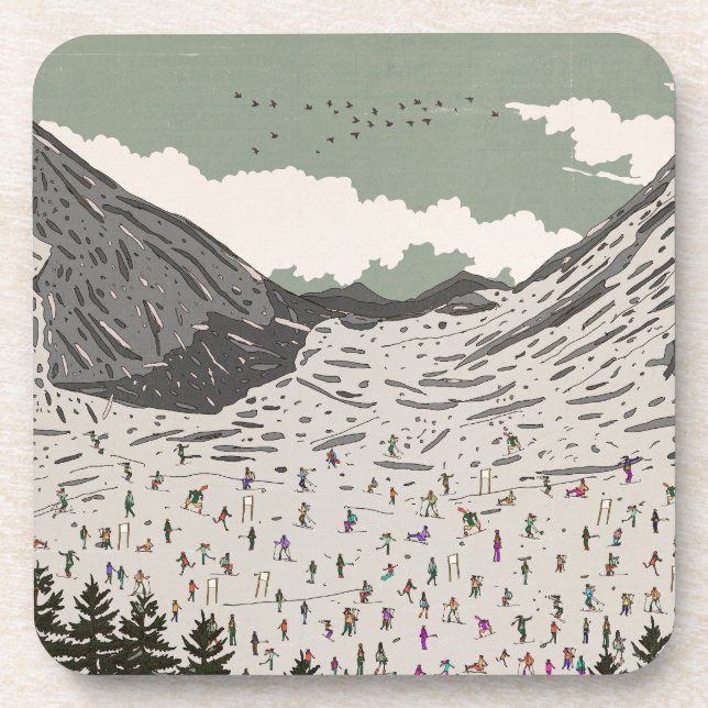 Dessous-de-verre Le beau paysage de ski d'hiver (Devant)