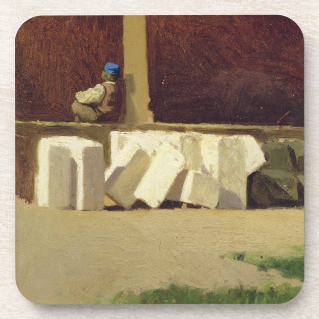Dessous-de-verre Le cloître (huile sur la toile) (Devant)