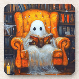 Dessous-de-verre Le fantôme des livres   Cosy Halloween Library Scè