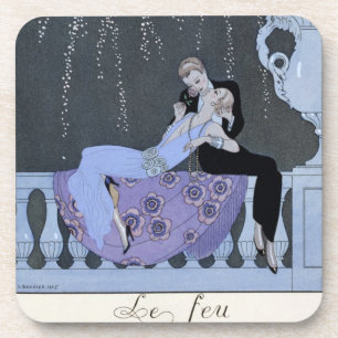 Dessous-de-verre Le feu, illustration pour des "fêtes Galantes" pa