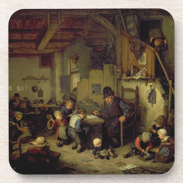 Dessous-de-verre Le maître d'école, c.1662 (huile sur le panneau) (Devant)