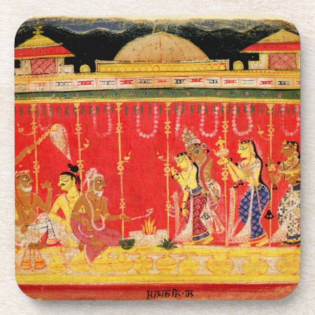 Dessous-de-verre Le mariage des parents de Krishna, d'une (Devant)