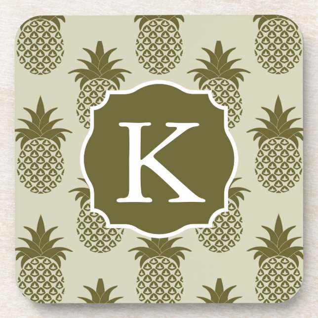 Dessous-de-verre Le motif kaki | d'ananas ajoutent votre initiale (Devant)