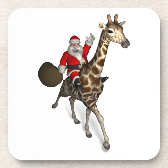 Dessous-de-verre Le Père Noël Monte Une Girafe (Devant)