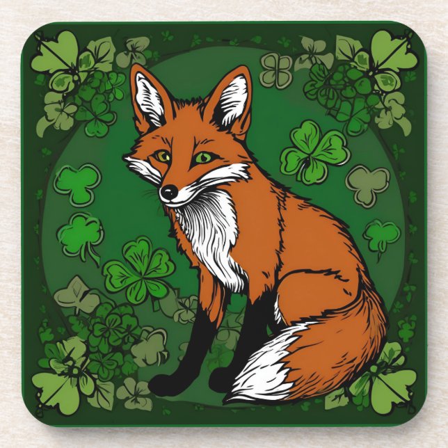 Dessous-de-verre Le renard et les Shamrocks (Devant)