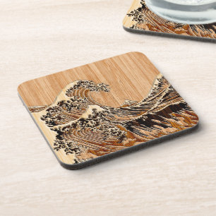 Dessous-de-verre Le style en bois en bambou de grain de grande