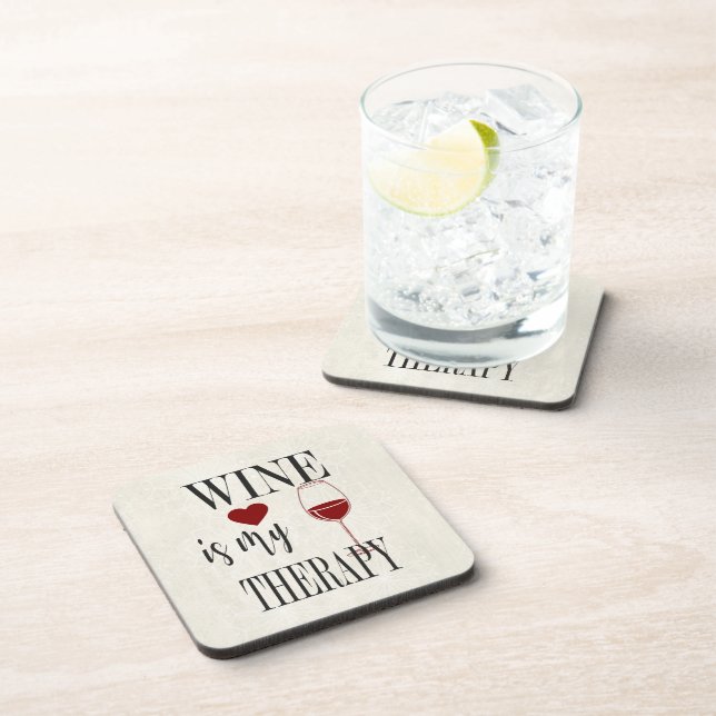 Dessous-de-verre Le Vin Est Mon Thérapie Beverage Coaster (Côté Droit)