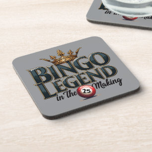 Dessous-de-verre Légende du Bingo Couronnée d'Or en Typographie Rét
