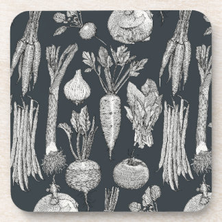 Dessous-de-verre légumes de marché de fermier noir métal arme