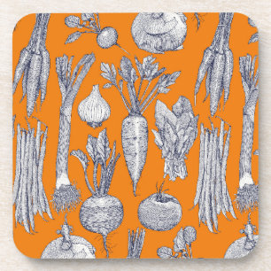 Dessous-de-verre légumes du marché des agriculteurs bleu marine sat