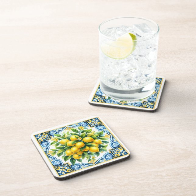 Dessous-de-verre Lemon Tile Plastic Coaster Set (Côté Droit)