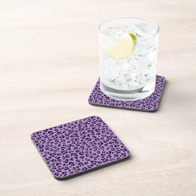Dessous-de-verre Leopard Print, Léopard Spots, Purple Leopard (Côté Droit)