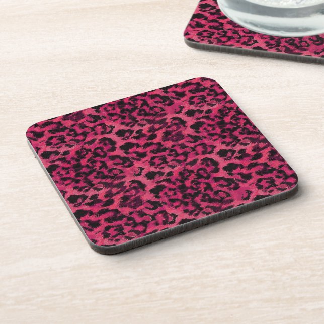 Dessous-de-verre Léopard rose et noir (Côté gauche)