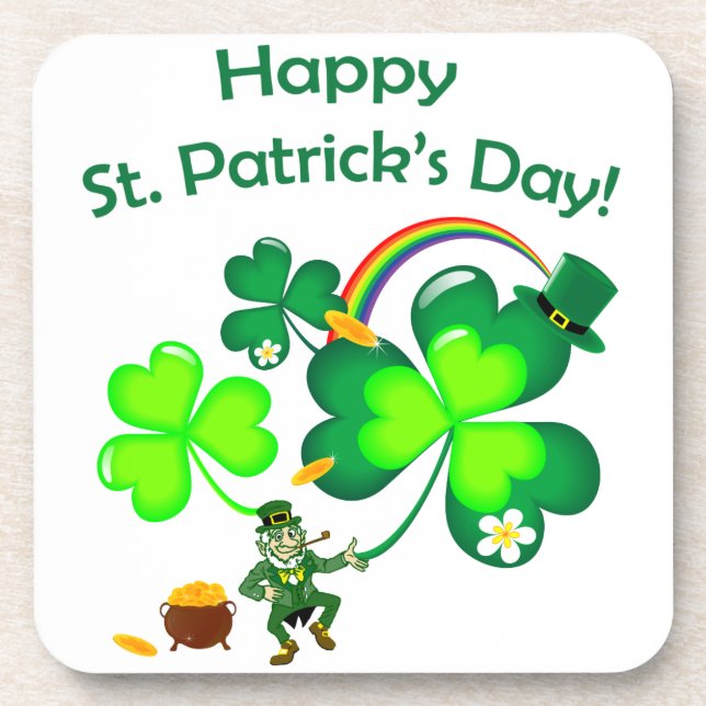 Dessous-de-verre Leprechaun et Shamrock (Devant)