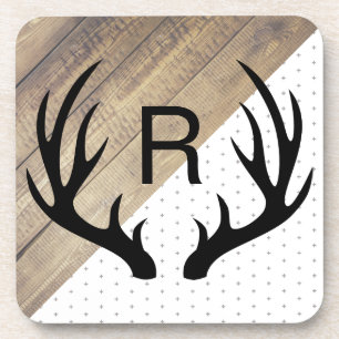 Dessous-de-verre Les Antlers du Cerf Noir moderne Faux Bois et Moti