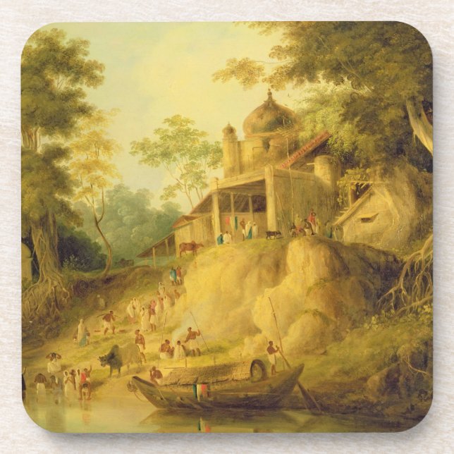 Dessous-de-verre Les banques du Gange, c.1820-30 (huile sur la (Devant)