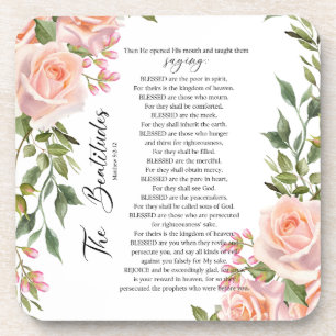Dessous-de-verre Les Béatitudes Matthieu 5:3-12 Écritures Roses