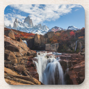 Dessous-de-verre Les cascades Fitz Roy Mountain, Argentine