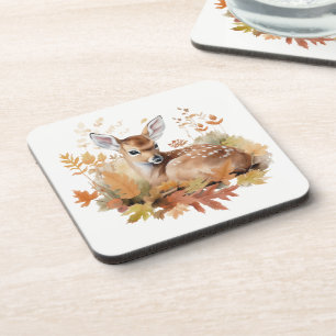 Dessous-de-verre Les cerfs Fawn en Feuilles d'automne