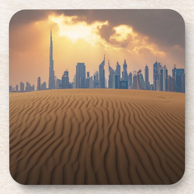 Dessous-de-verre Les déserts | Vue Skyline de Dubaï depuis la dune  (Devant)