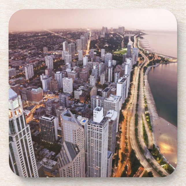 Dessous-de-verre Les Etats-Unis, l'Illinois, Chicago, vue aérienne (Devant)