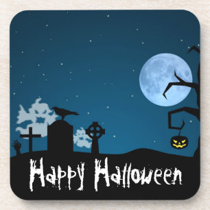 Dessous-de-verre Les fantômes d'Halloween au cimetière