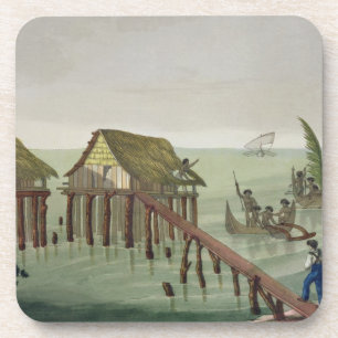 Dessous-de-verre Les habitations de la tribu de Papu, Rawak,