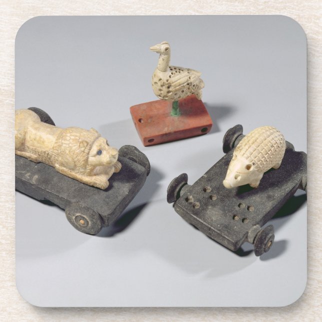 Dessous-de-verre Les jouets des enfants : un hérisson, un lion et (Devant)