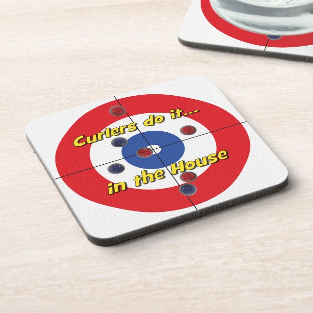dessous de verre "Les joueurs de curling le font à (Côté gauche)