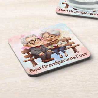Dessous-de-verre Les meilleurs grands-parents assis sur le banc