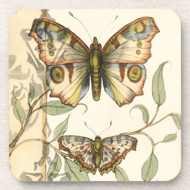 Dessous-de-verre Les papillons Tandem sur les Feuilles verts (Devant)