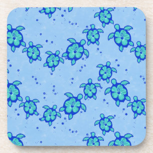 Dessous-de-verre Les tortues de mer Hawaiian Honu Hibiscus