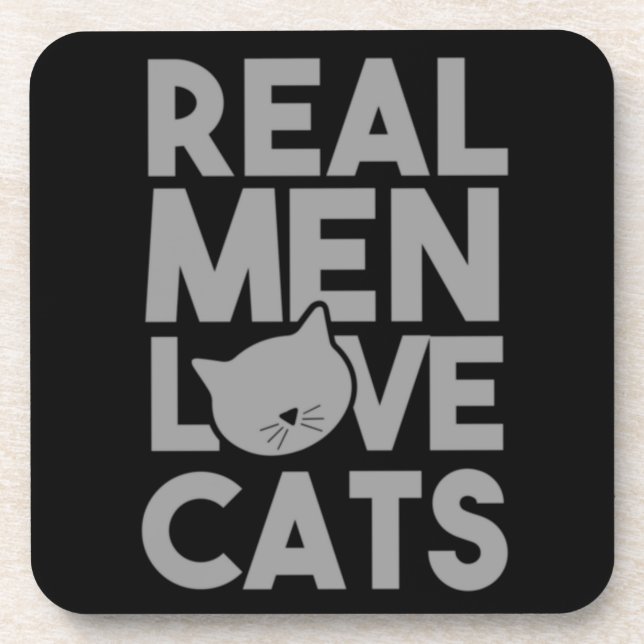 Dessous-de-verre Les vrais hommes aiment les chats (Devant)