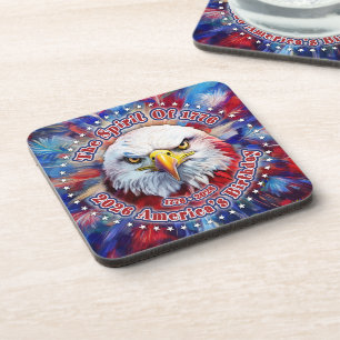 Dessous-de-verre L'Esprit de 1776, 2026 L'aigle rouge de feu d'Amér