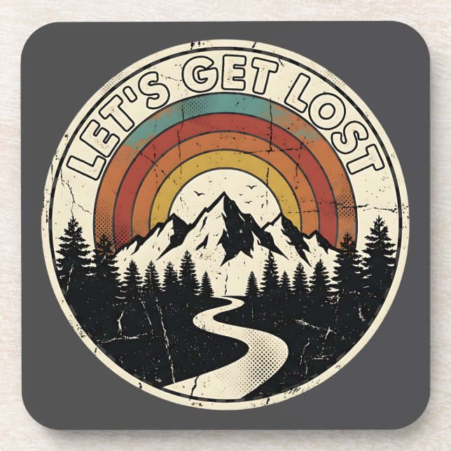 Dessous-de-verre Let’s Get Lost Retro Mountain Adventure Outdoor (Devant)