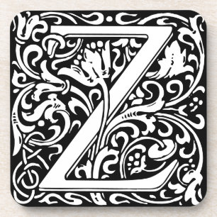 Dessous-de-verre Letter Z art nouveau black and white Tile
