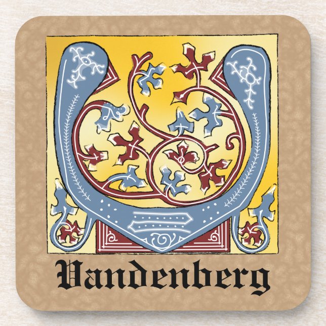 DESSOUS-DE-VERRE LETTRE BLEUE MOYENNE ET ROUGE VOIE ÉCLAIRÉE V (Devant)