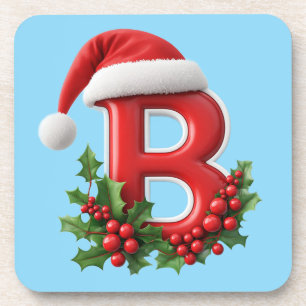 Dessous-de-verre 🎄 Lettre de Noël B Monogramme Cadeau pour Bar à l
