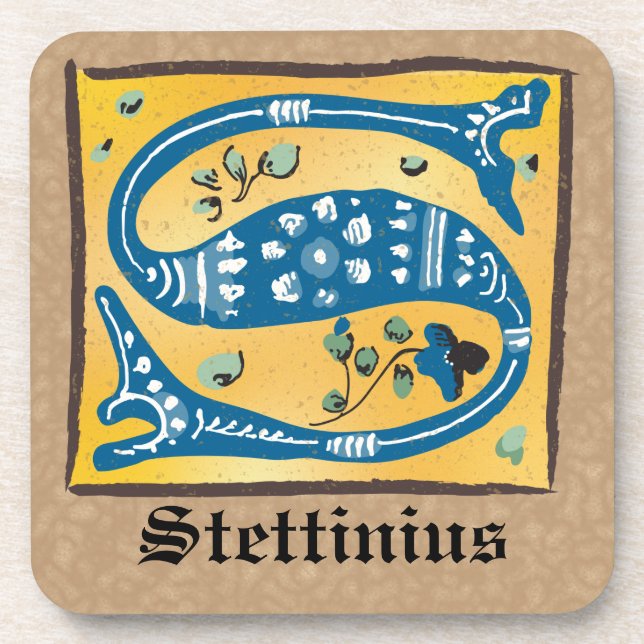 Dessous-de-verre LETTRE Florale Médiévale ÉCLAIRÉE S MONogramme (Devant)