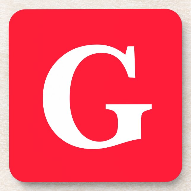 Dessous-de-verre Lettre initiale Monogramme Rouge Blanc Plaine Simp (Devant)