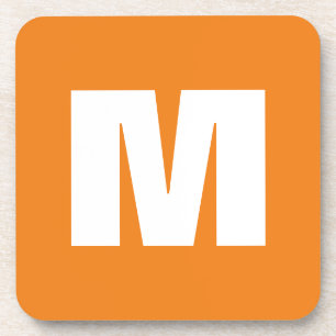 Dessous-de-verre Lettre initiale Monogramme Style moderne Orange Bl