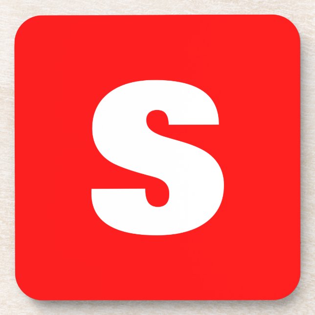 Dessous-de-verre Lettre initiale Monogramme Style moderne Rouge Bla (Devant)