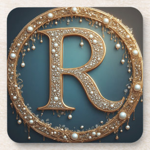 Dessous-de-verre Lettre initiale R monogramme doré