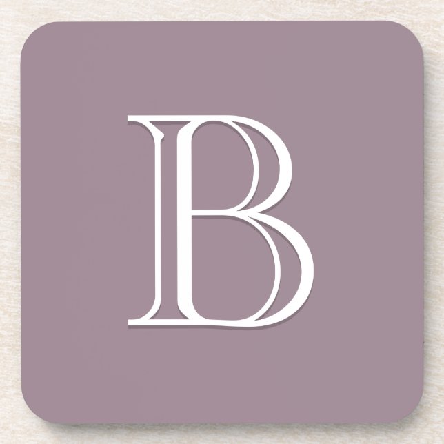 Dessous-de-verre Lettre monogramme initiale élégante violet et blan (Devant)